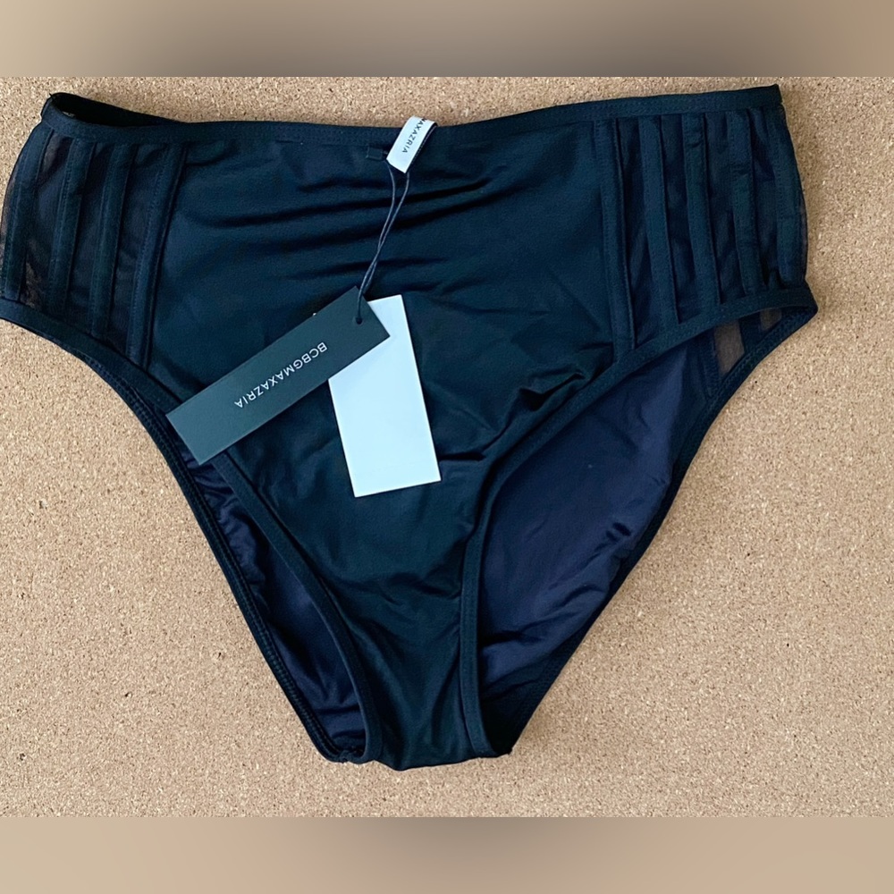 NWT BCBG Women’s High Waist Sheer Panel Bikini Bottoms